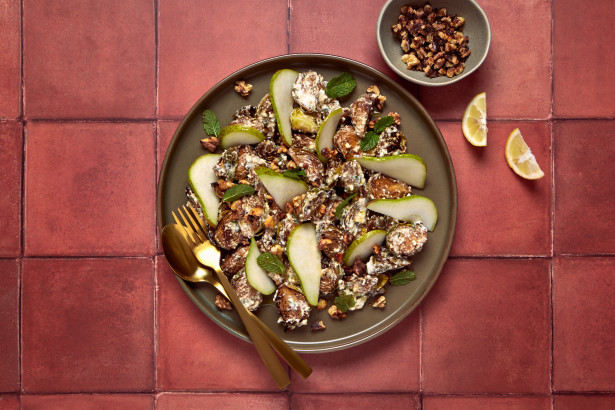 Caramelised brussels sprouts pear and walnut salad L