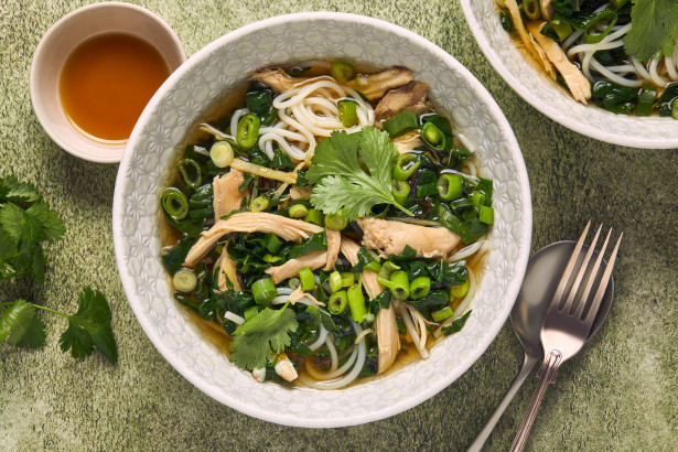 Silverbeet and chicken noodle soup L