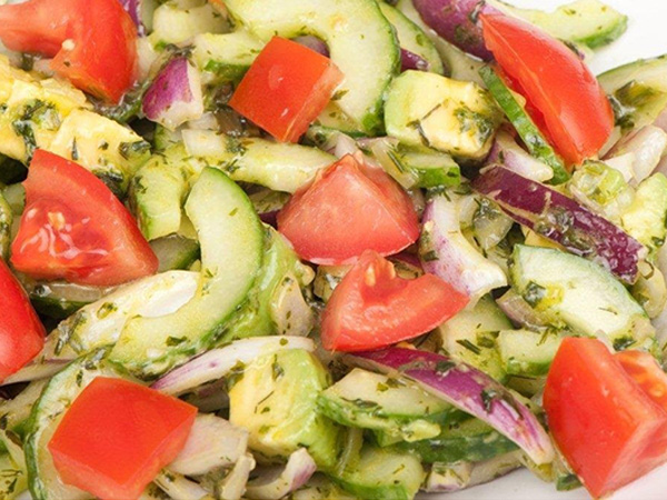 cucumber avocado and red onion salad