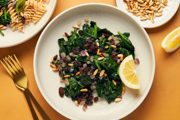 Spinach with pine nuts