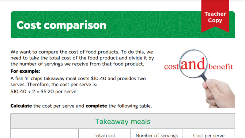 Cost comparison teacher copy Y8 l6