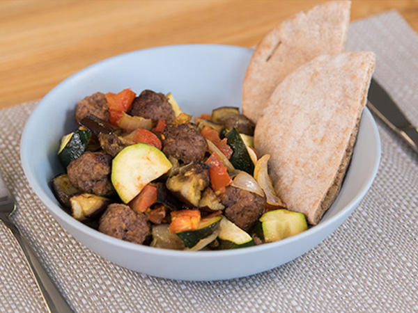 Meatballs with summer ratatouille