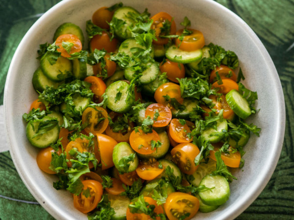 Orange Cherry Tomato and Cucs Salad 1 small