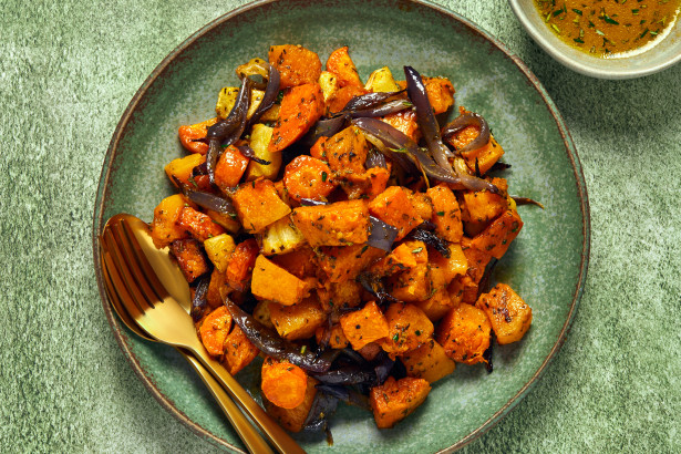 Roast vegetable salad with orange and rosemary dressing L