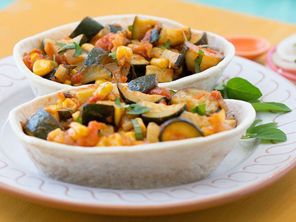 courgettes with oregano in tortilla boats