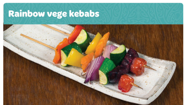 Rainbow vegetable kebabs