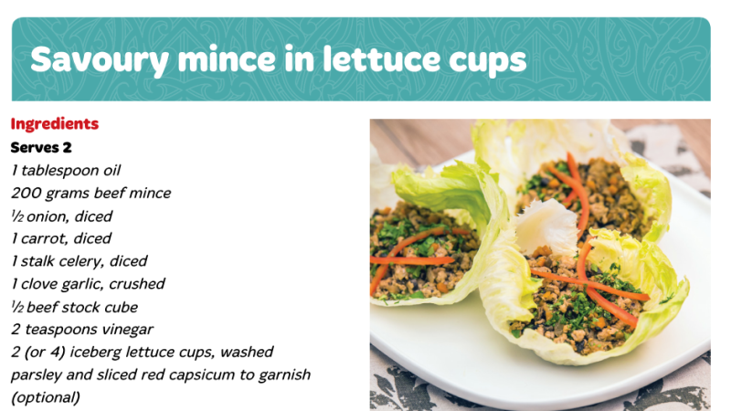 Savoury mince lettuce cups