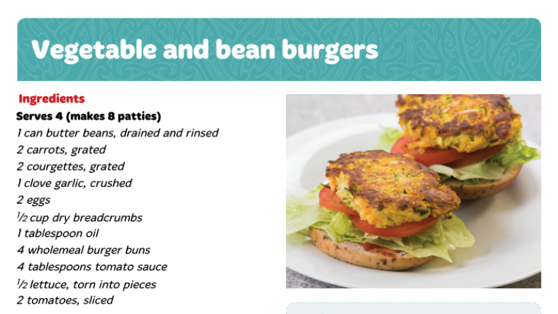 Vegetable and bean burger