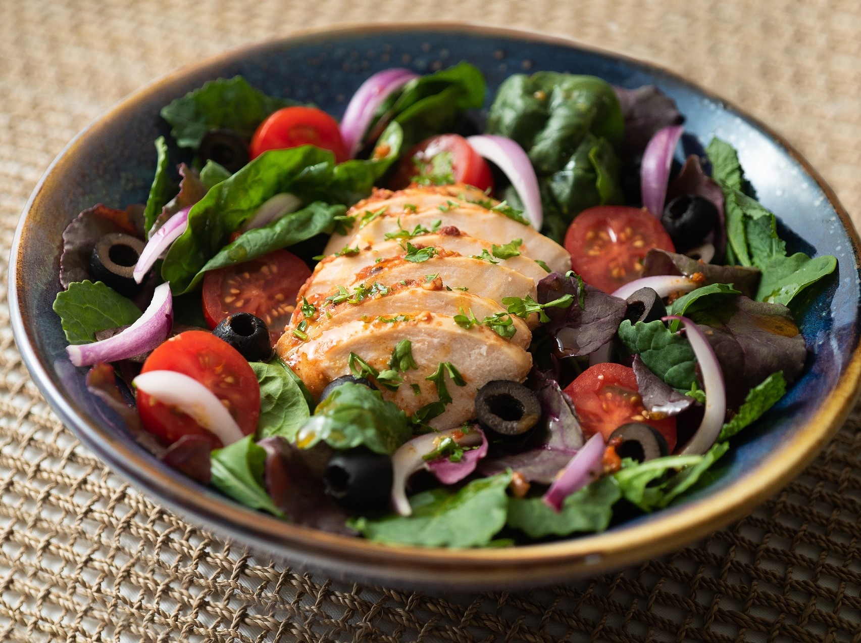 Chicken salad with harissa dressing Vegetables.co.nz