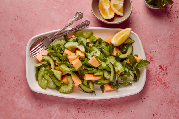 Celery cucumber and melon salad