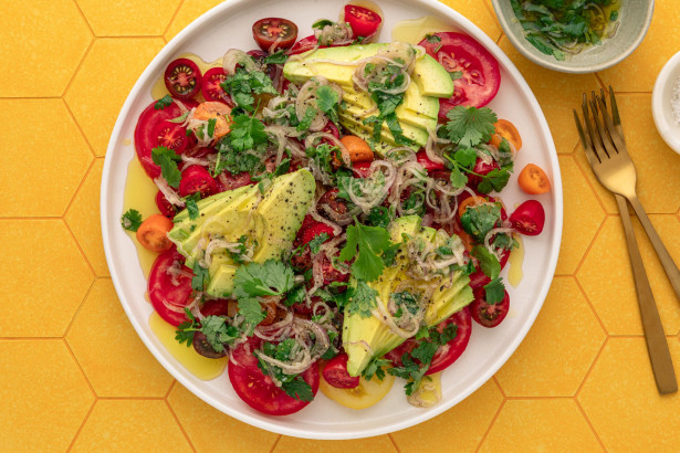 Shallot and coriander dressing with summer vegetables L med v2