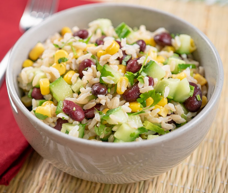 Rice, bean and sweet corn salad | Vegetables.co.nz