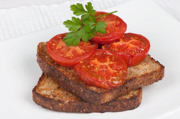 roasted tomatoes on toast