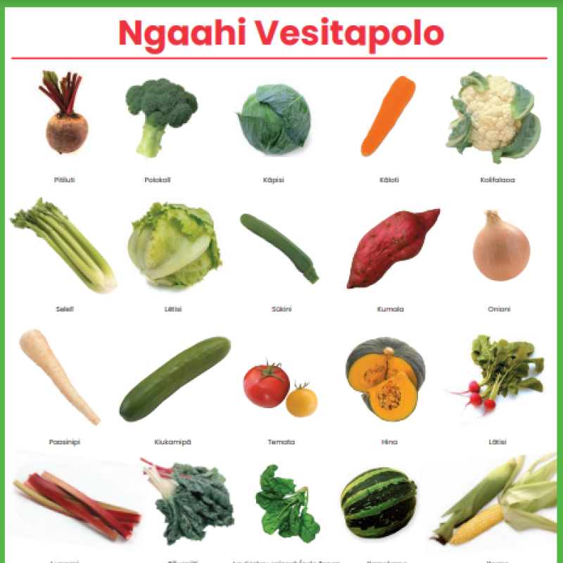 Ngaahi vesitapolo vegetables in Tongan